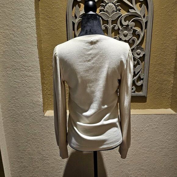 J.Crew Womens M Vintage Rib Cream Soft Long Sleeve Cotton Cabincore Preppy - Picture 2 of 7